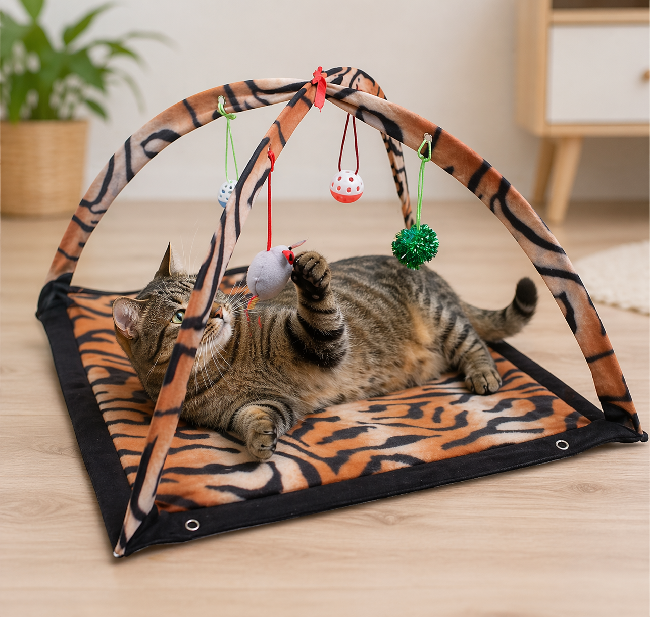 Cat Play Mat With Arch Toys